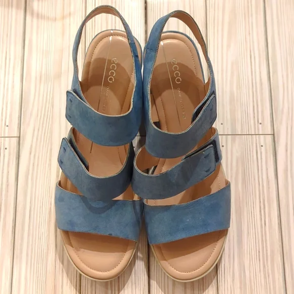 Ecco Shoes Ecco Womens Shape Wedge Plateau Sandal Indigo Size